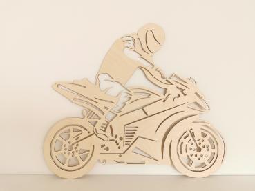 Motorrad Wandbild mit Licht (Frau oder Mann)