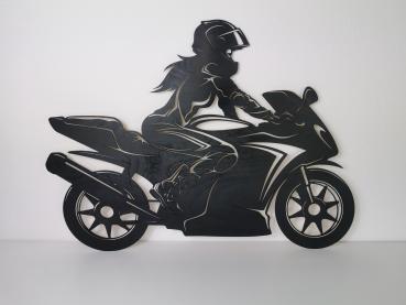 Motorrad Wandbild mit Licht (Frau oder Mann)